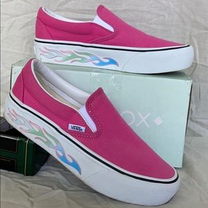 Vans Flame Pink Slip-On Platform Shoes